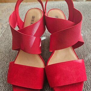 Lower East Side Y2K Sexy Comfy Red Strappy Cork Wedge women's shoes 10W